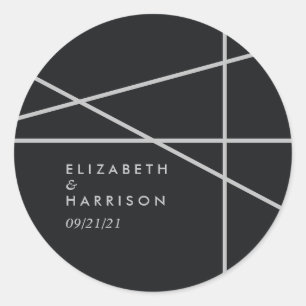 Simple Geometric Style Wedding Classic Round Sticker