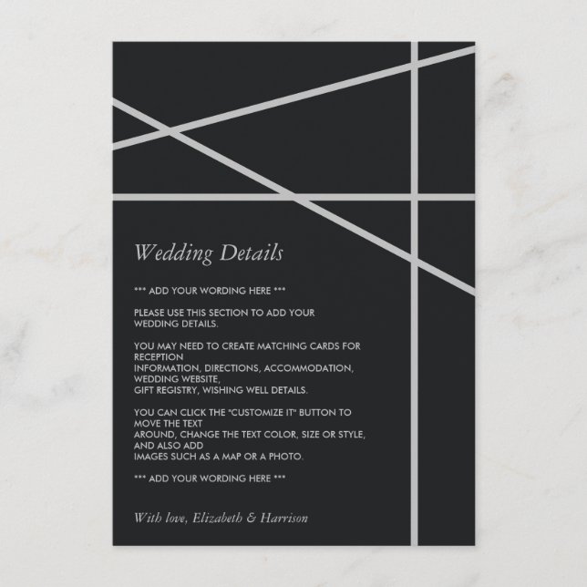 Simple Geometric Style Wedding Detail Enclosure Card (Front)