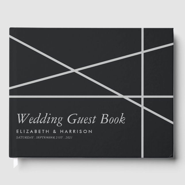 Simple Geometric Style Wedding Guest Book (Front)