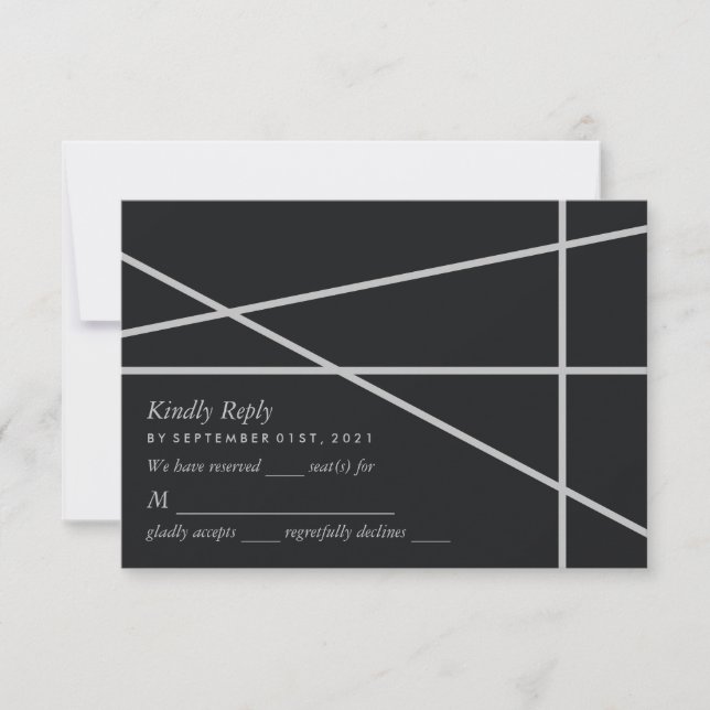 Simple Geometric Style Wedding RSVP Card (Front)