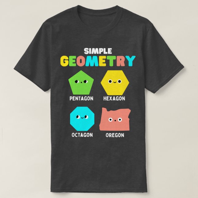 Simple Geometry Math Cute Faces Funny Shapes Orego T-Shirt (Design Front)