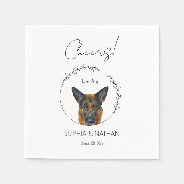 Simple German Shepherd Wedding Cocktail Napkins (Front)