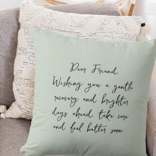 Simple Get Well Soon Script Message Pastel Green Cushion