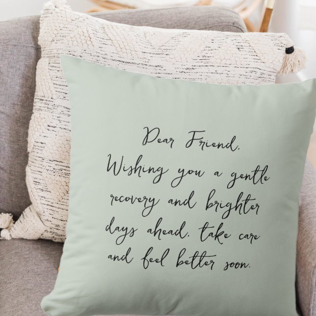 Simple Get Well Soon Script Message Pastel Green Cushion (Creator Uploaded)