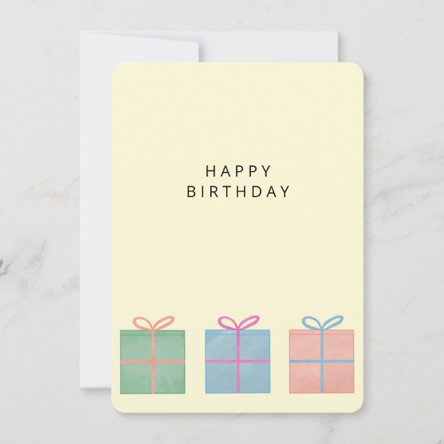 Simple Gift Box Birthday Card (Front)