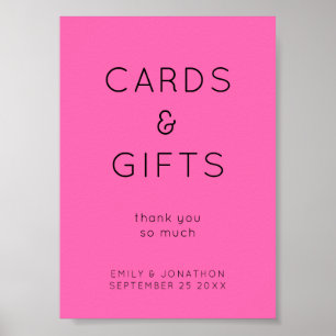 Simple Gifts and Cards Hot Pink Wedding Sign