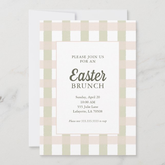 Simple Gingham Easter Brunch Invitation (Front)