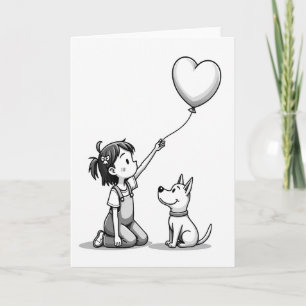 Simple Girl Dog Love Card
