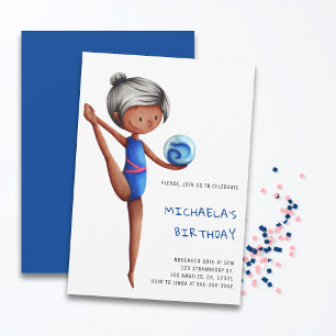 Simple Girl Rhythmic Gymnastics Birthday Party Invitation