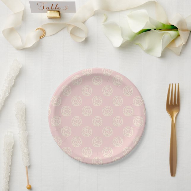 Simple Girls Watercolor Floral  Baby Shower Paper Plate (Wedding)