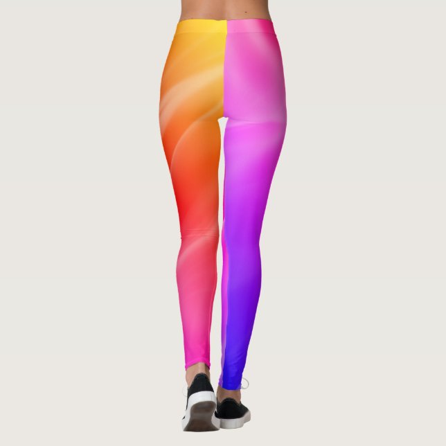 Simple Girly Abstract Ombre Pink Aurora Gradient  Leggings (Back)