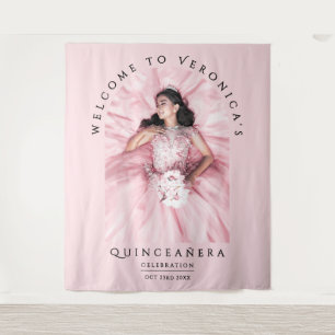 Simple Girly Blush Pink Birthday Party Arch Photo Tapestry