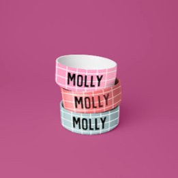 Simple Girly Bright Pink Check Graphic Modern Bowl