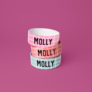 Simple Girly Bright Pink Check Graphic Modern Bowl