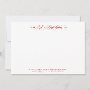 Simple Girly Candy Red Name Stationery Card