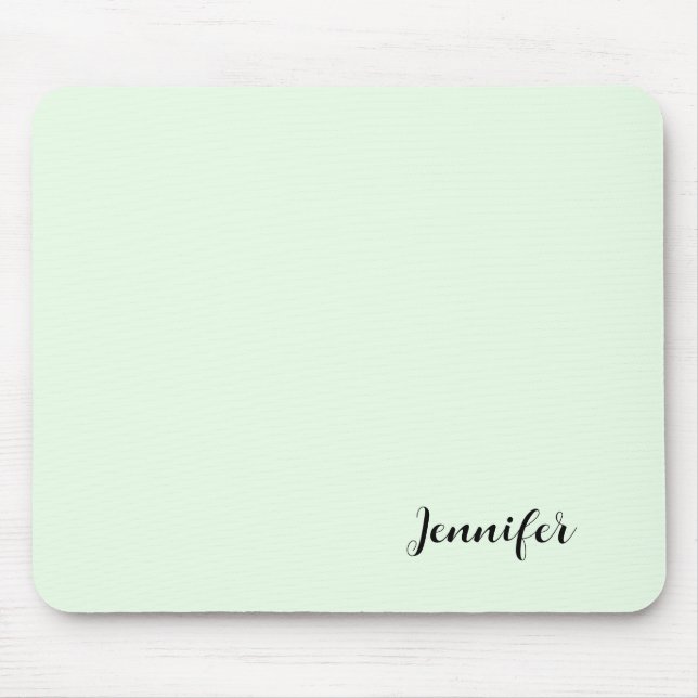 Simple Girly Personalised Script Mint Green Mouse Pad (Front)