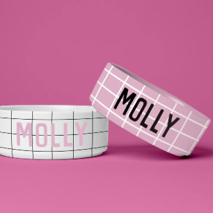 Simple Girly Pink Check Graphic Modern Bowl