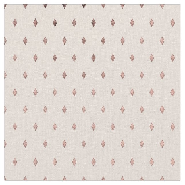 Simple Girly Rose Gold Blush Pink Diamond Pattern Fabric (Close Up)