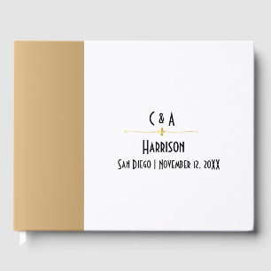 Simple Glam Gold and White Couples Monogrammed  Guest Book