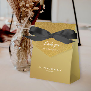 Simple Glitter Rose Gold Thank You Wedding  Favour Box