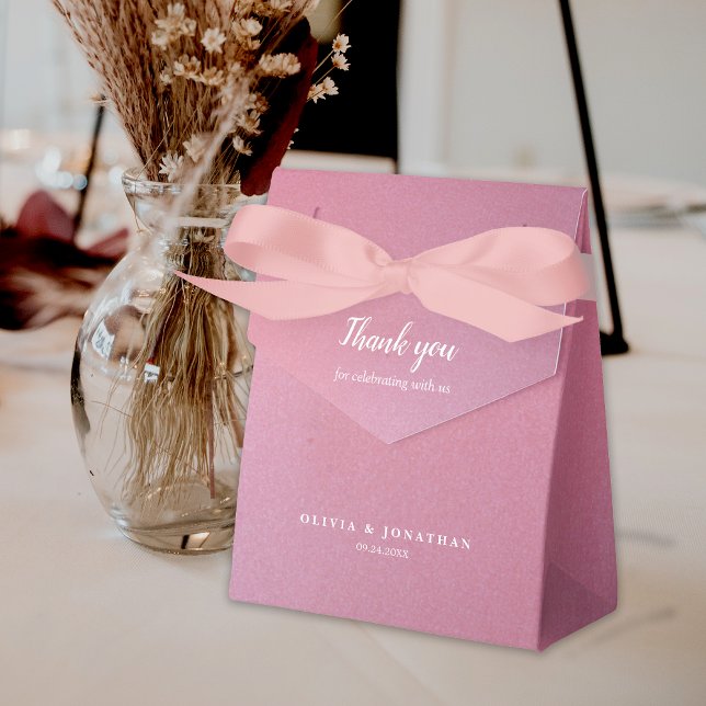 Simple Glitter Rose Gold Thank You Wedding  Favour Box (Simple Glitter Rose Gold Thank You Wedding Favor Box)