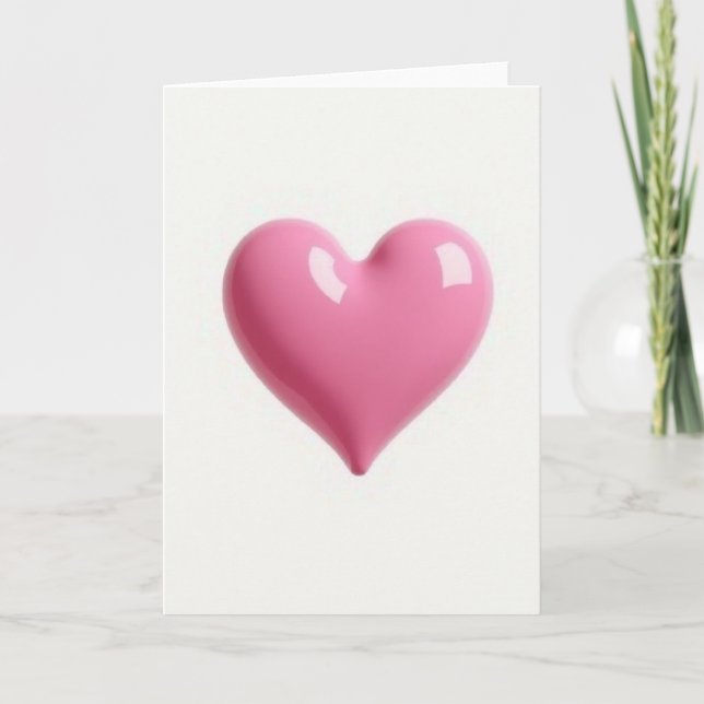 Simple Glossy Pink Heart Card (Front)