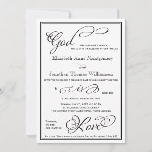 Simple God is Love Christian Wedding Invitation
