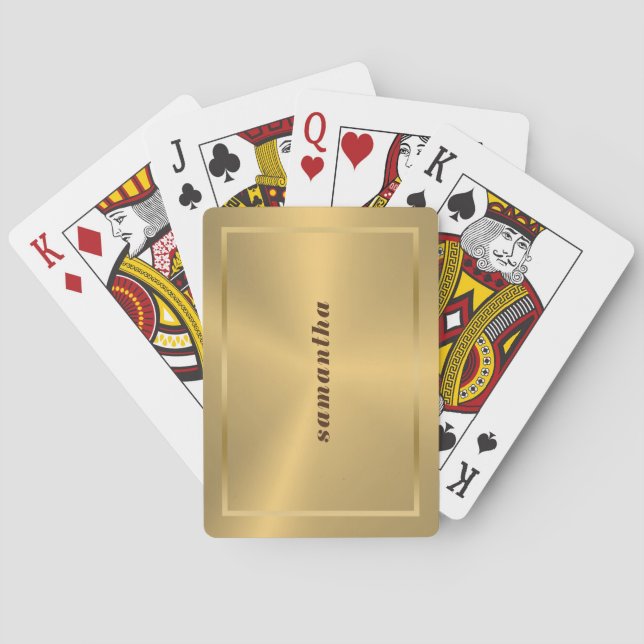 Simple god texture with gold border monogram playing cards (Back)