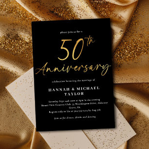 Simple Gold 50th Wedding Anniversary Invitation