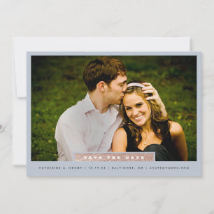 Simple Gold and Blue Block Photo Save The Date