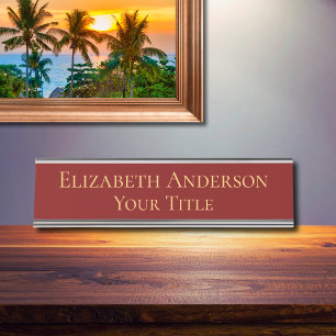 Simple Gold and Maroon Name Plate