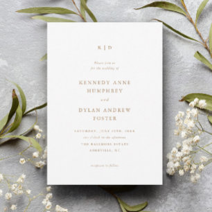 Simple Gold and White Elegant Wedding Invitation