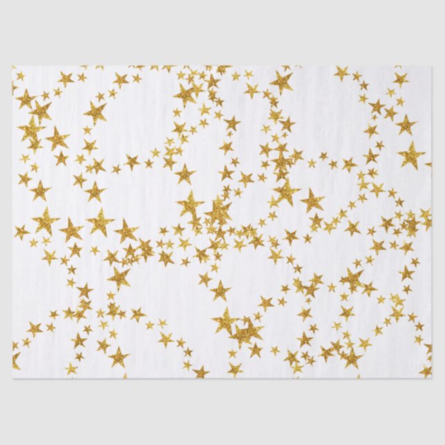 Simple Gold and White Star Tissue Paper (Front)
