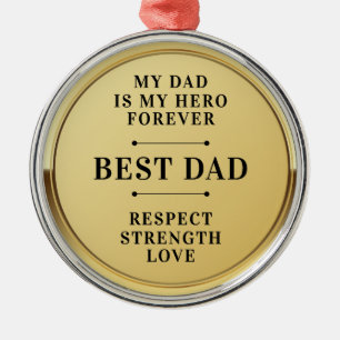 Simple Gold Best Dad First Place Champion Medal Metal Ornament