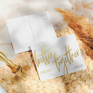 Simple Gold Better Together Save The Date Postcard