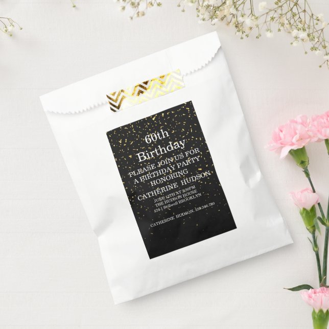 Simple gold Black 60th birthday Favour Bag (Sealed)