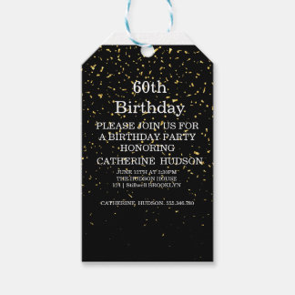 Simple gold Black 60th birthday Gift Tags