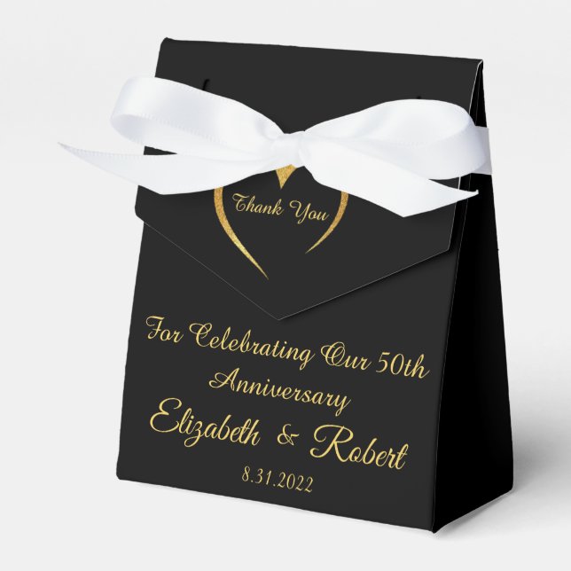 Simple Gold & Black Birthday Anniversary  Favour Box (Front Side)
