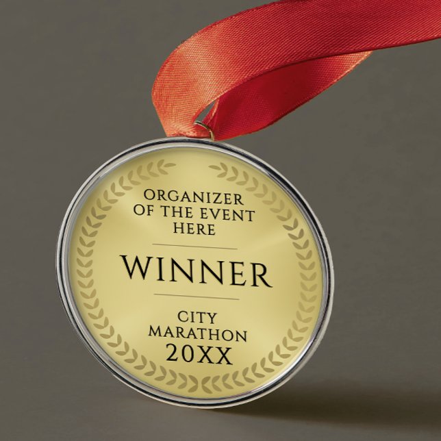 Simple Gold Black Recognition Gala  Award Medal Metal Ornament (Creator Uploaded)