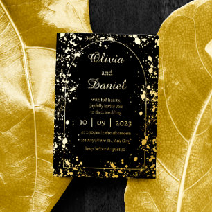 Simple Gold Black Starry Night Wedding