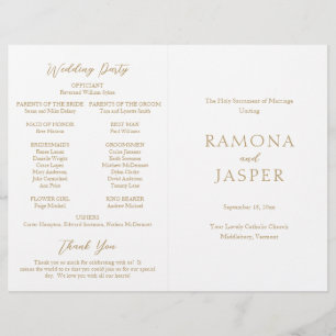 Simple Gold Bold Modern Catholic Wedding Program