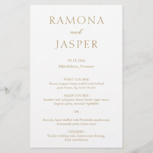 Simple Gold Bold Modern Wedding Menu