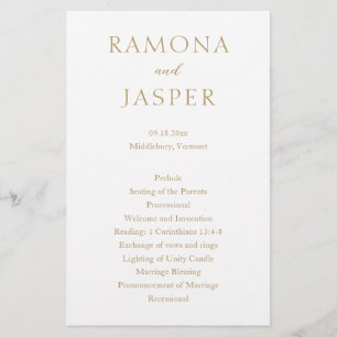 Simple Gold Bold Modern Wedding Program Flyer