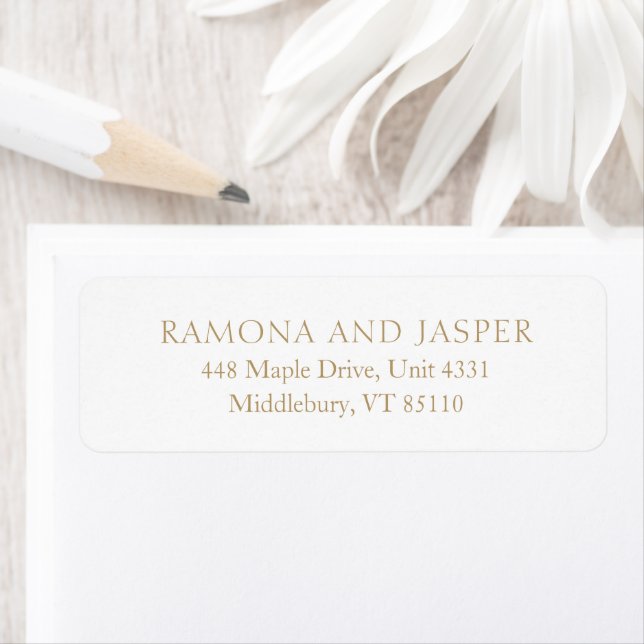 Simple Gold Bold Modern Wedding Return Address Return Address Label (Insitu)