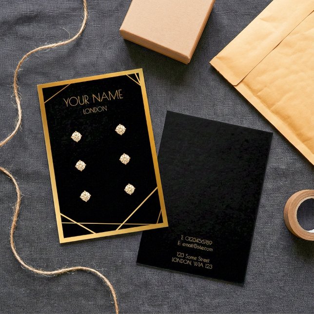 Simple gold border geometric earring display card (Simple gold border geometric earring display card.)