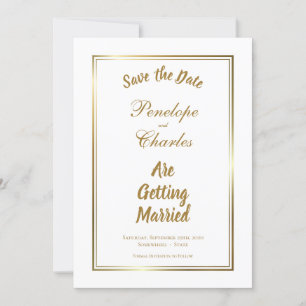 Simple Gold Border Wedding Save the Date