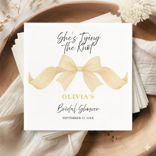 Simple Gold Bow She's Tying the Knot Bridal Shower Napkin