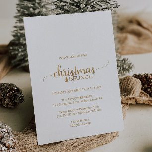 Simple Gold Calligraphy Christmas Brunch Invitation