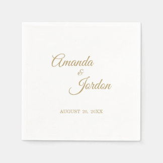 Simple Gold Calligraphy Cocktail Napkin