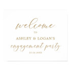 Simple Gold Calligraphy Engagement Party Poster